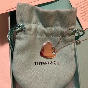 Tiffany & Co Sterling Double Heart Cutout Cut Out Necklace Authentic
